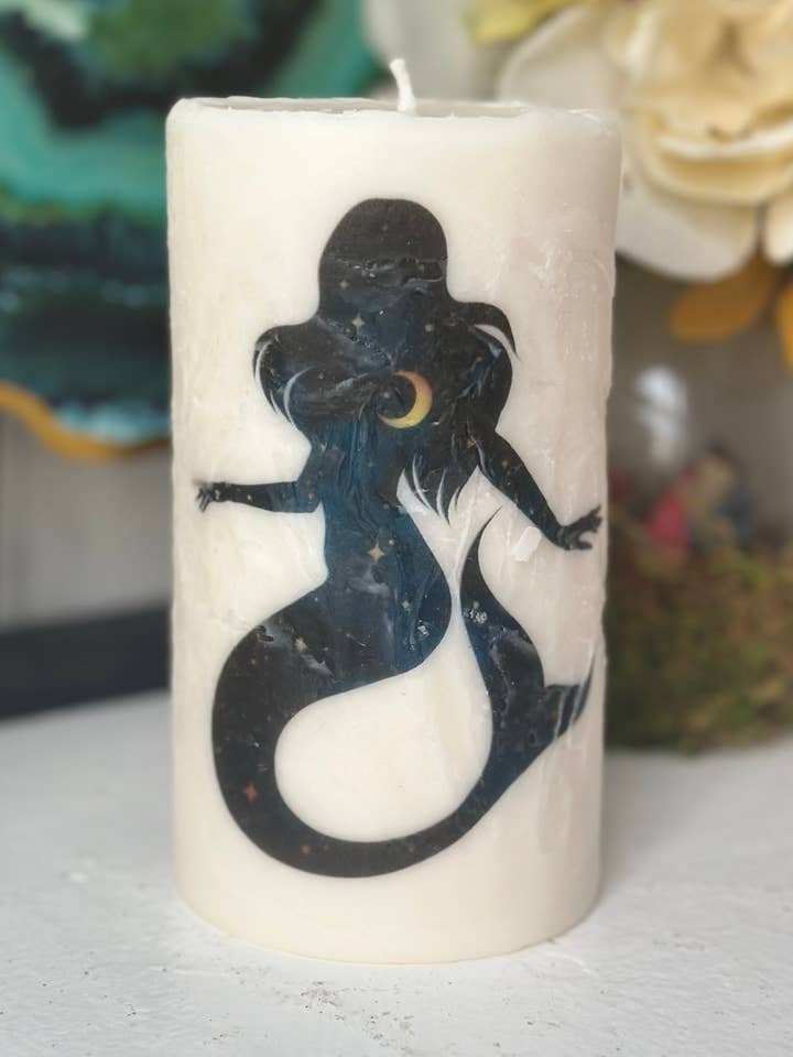 Vela con forma de columna alta Galaxy Mermaid para venta al por mayor de Peaceful Vibes Essential
