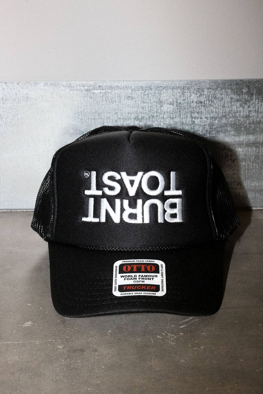Burnt Toast - Wholesale Trucker Hat - Unisex - Burnt Toast Upside Down Black Embroidered Trucker Hat