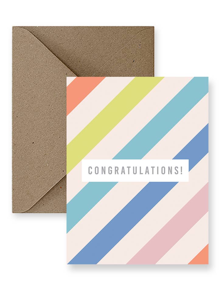 Cartão de parabéns de listras coloridas por atacado de IMPAPER