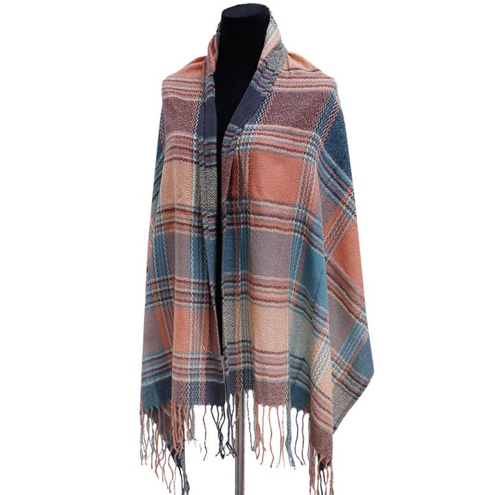 Cap Zone – wholesale Scarf – Women's – Madras Plaid Variegated Blanket Wrap Shawl Oblong Scarf13