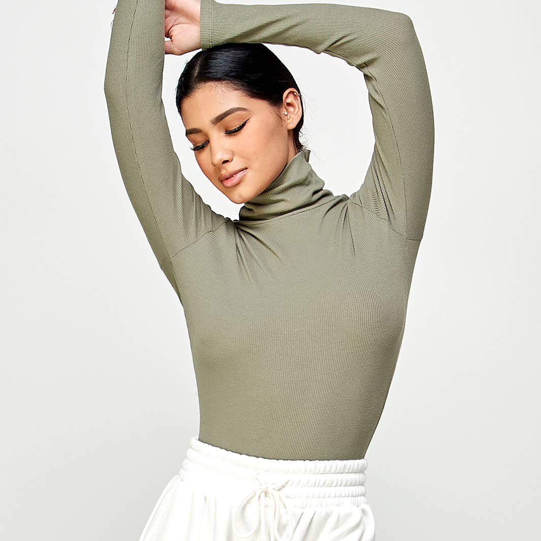 FREEZIA - Wholesale Knit Top - Women's - RIBBED TURTLE NECK SWEATER LONG SLEEVE TOP-F67933-D68