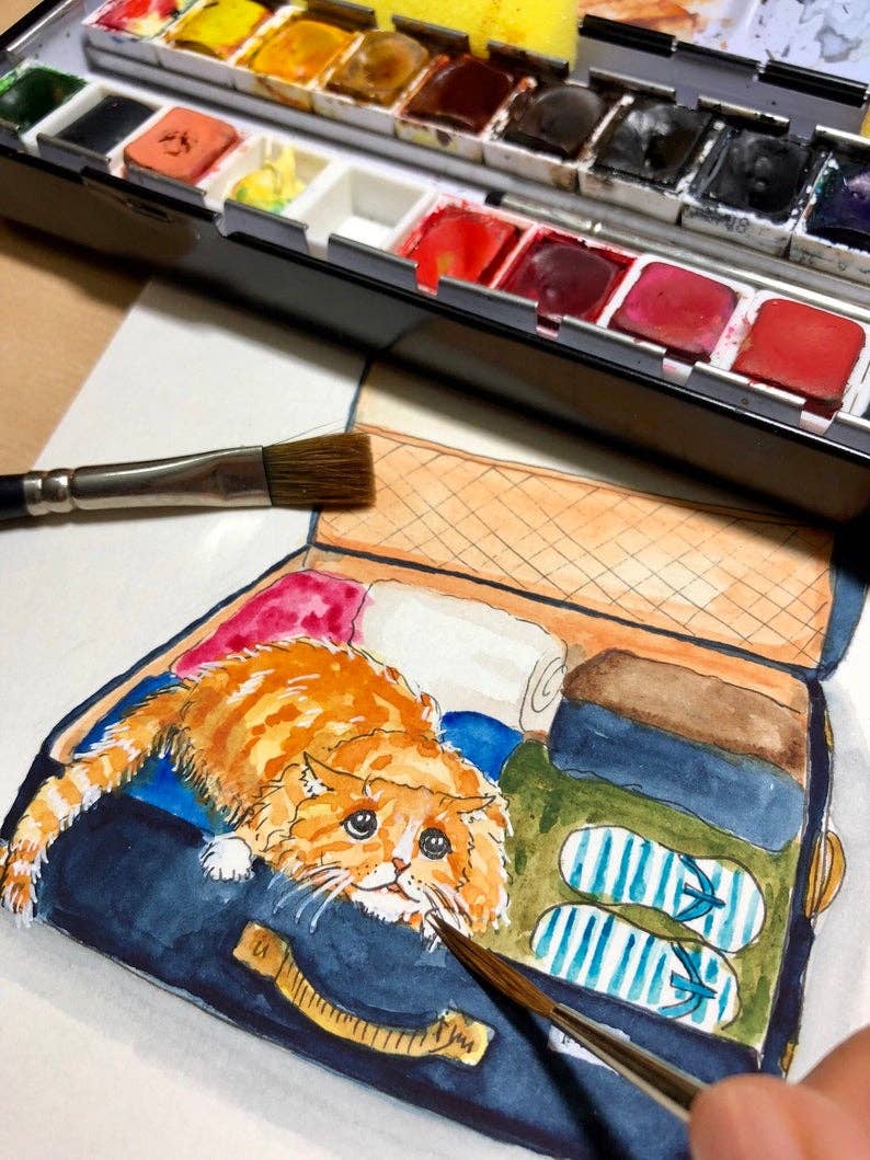 Liyana Studio – Engroshandel Afskedskort – Bagage Cat - Funny Farvel Card4