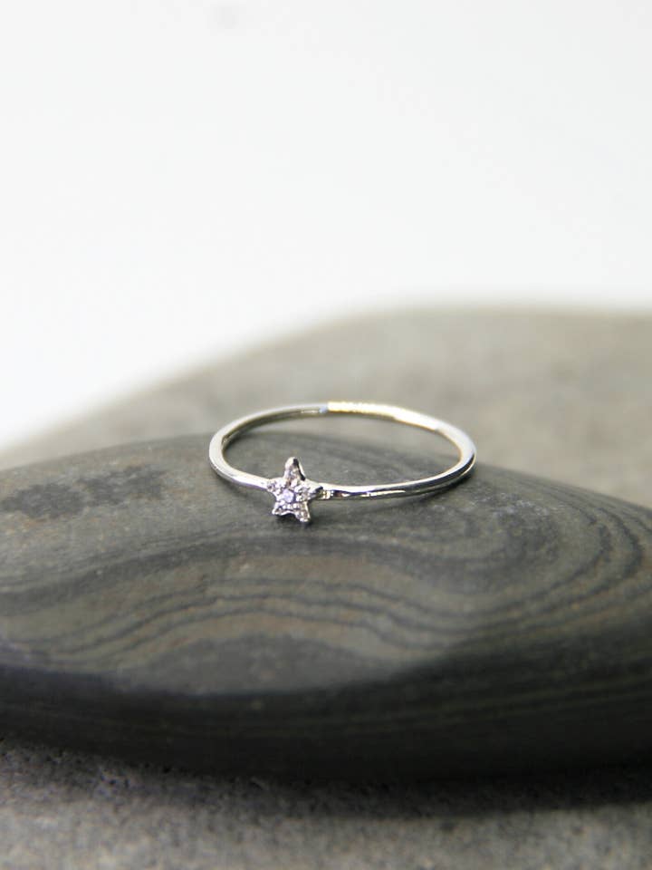 Tiny Star Ring in Sterling Silver + Cubic Zircon – Dainty Sparkle & Hope for wholesale by Heart and Lotus Sterling Silver Jewelry