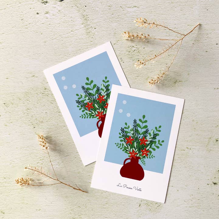 Postcard winter plant illustration 2 for wholesale by La Pousse Verte