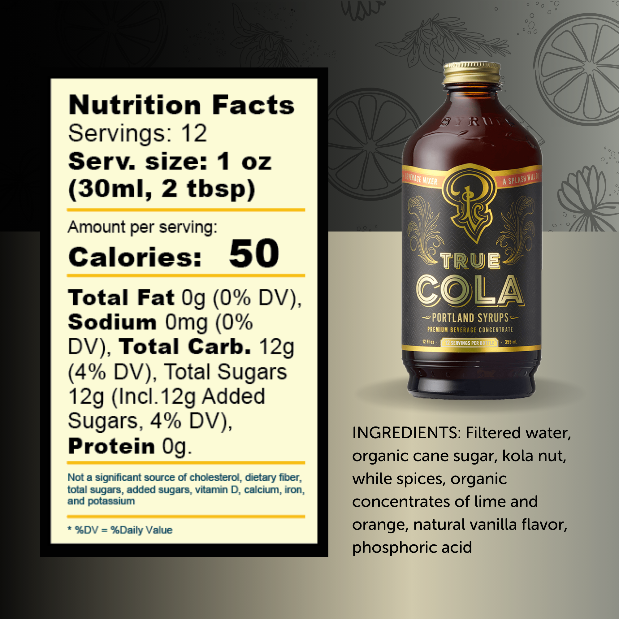 Portland Syrups - Wholesale Cocktail Mix/Syrup - True Cola Syrup 12oz - cocktail / mocktail beverage mixer1