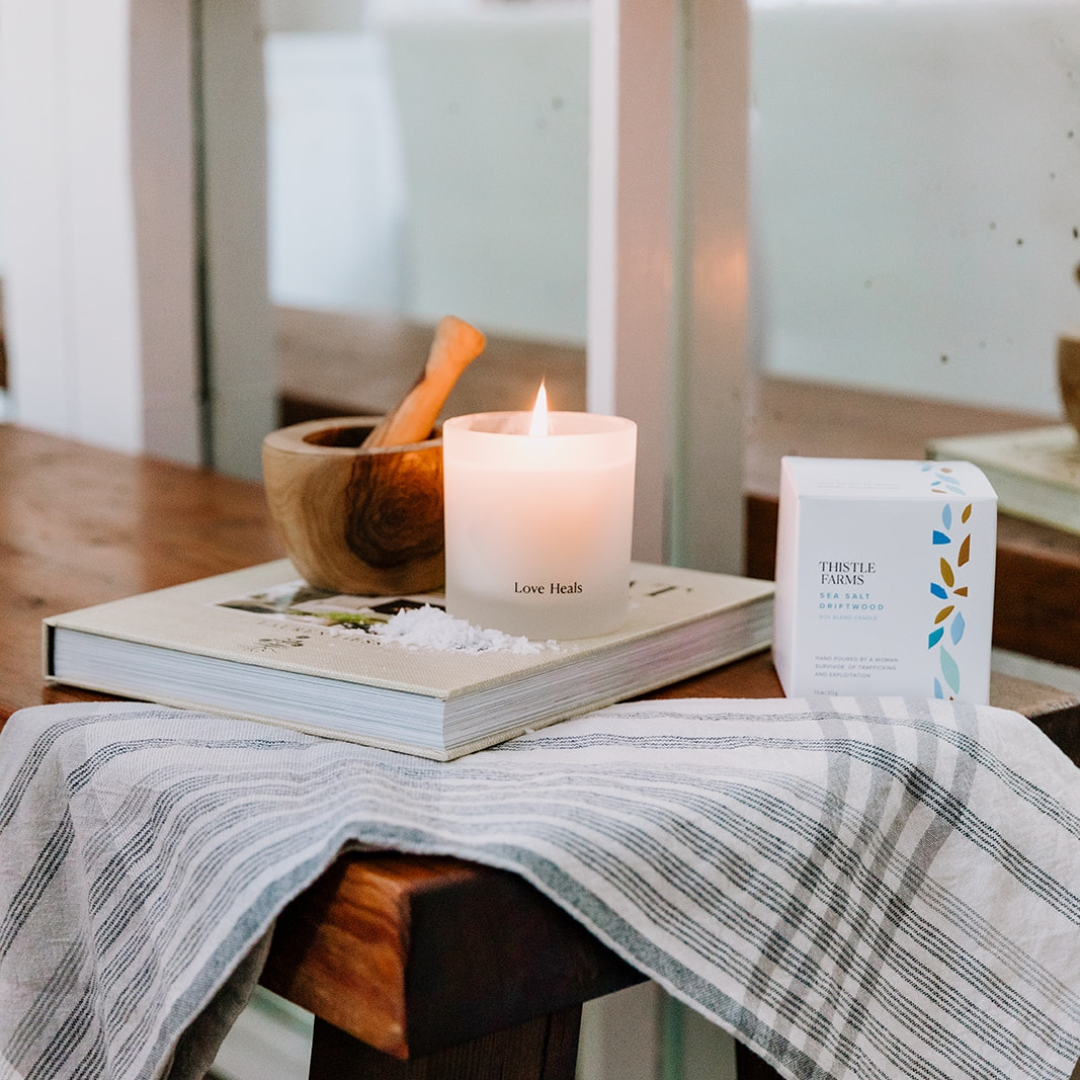 Thistle Farms - Wholesale Jar/Filled Candle - Sea Salt Driftwood Soy Candle Love Heals Collection2