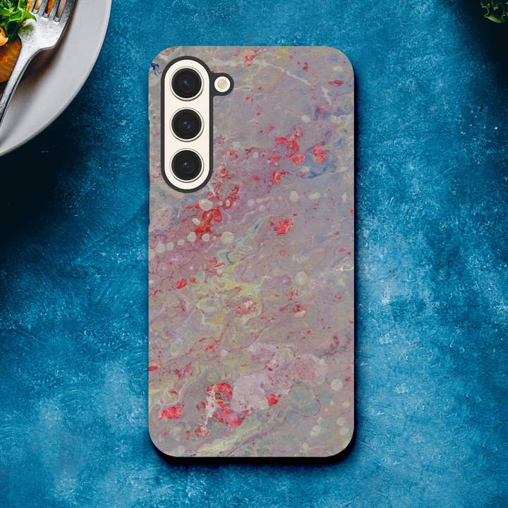 Samsung Galaxy Tough Case - Marshmallows and Bubblegum | Abstract Art Cover for S24, S23, S22, S21 Ultra, Plus, FE | Pastel Fluid Marble Design | Heavy Duty Protection for wholesale by James Knights Art