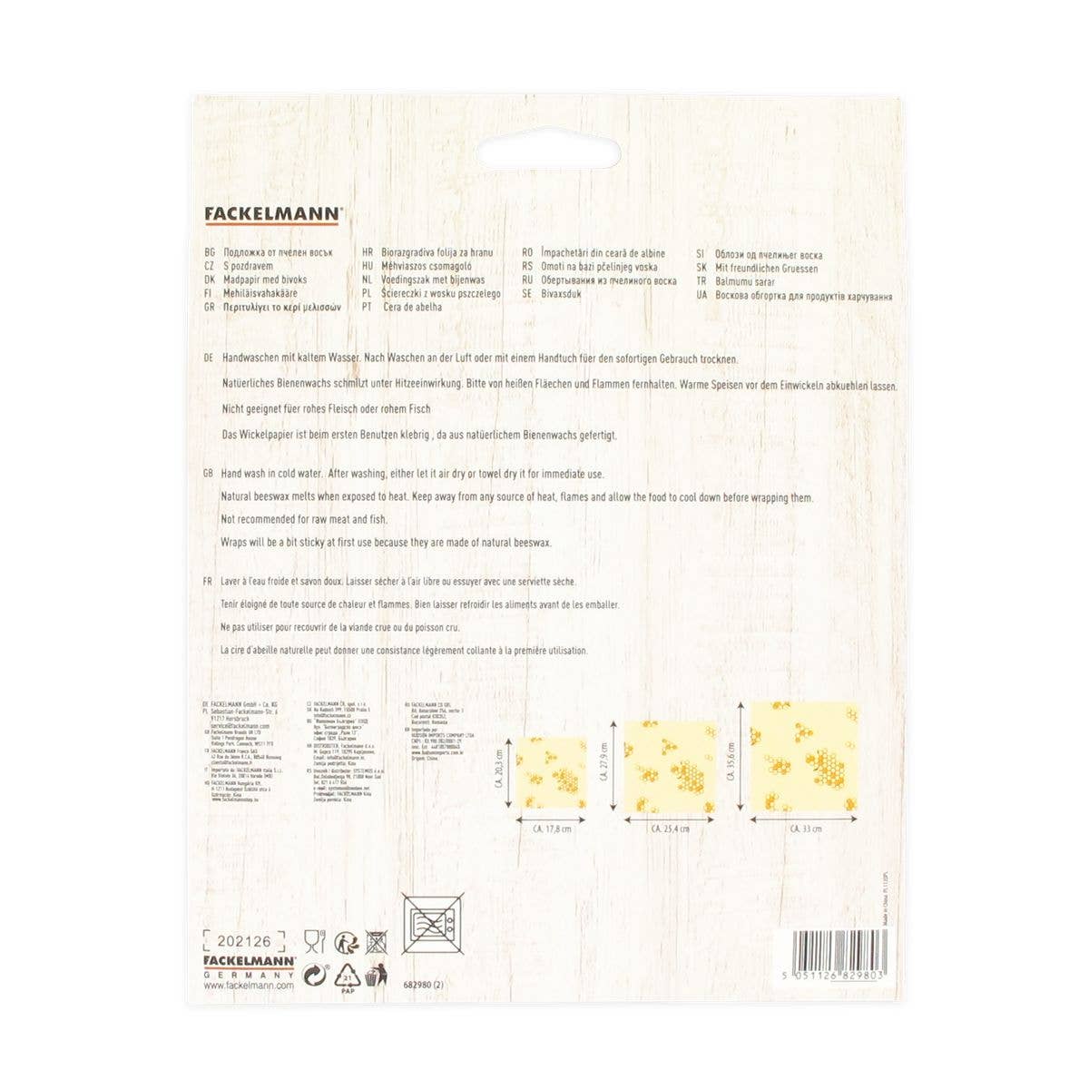 Fackelmann - Wholesale Food Storage Wrap/Bag - Eco Friendly Beeswax Set of 38