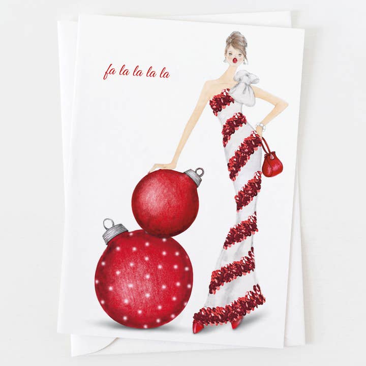 Fa la la la la Holiday Girl Greeting Card C_1164 for wholesale by Ann Scott Design