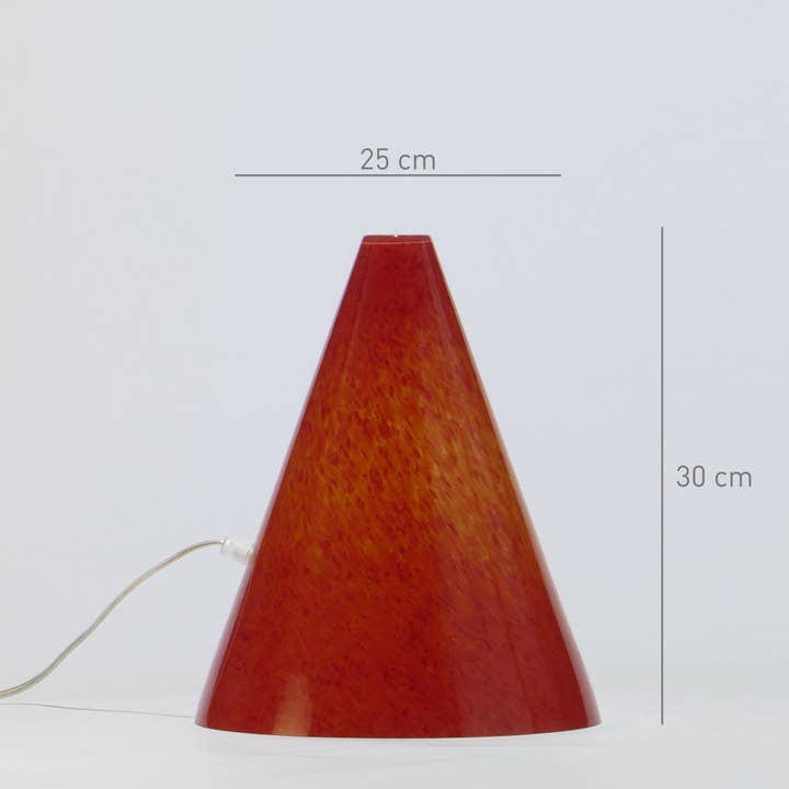 Glasscor | Hand∙Blown Glass – wholesale Accent-/skrivbordslampa – GEOMETRIC Lampa | Kon | Röd