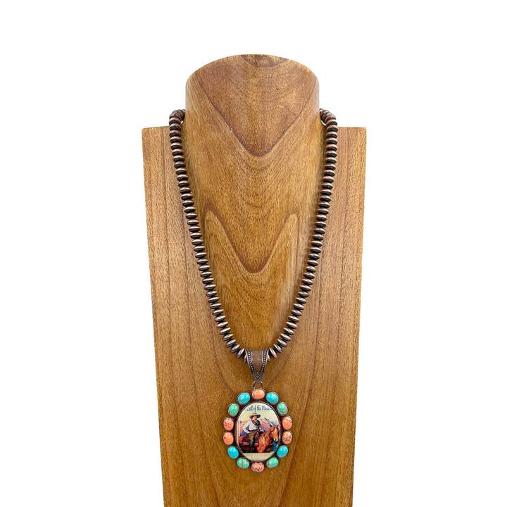 NKY250121-32 22 inch 10mm koperen Navajo parels met western cowgirl hanger Ketting voor wholesale door Western Elite Jewelry