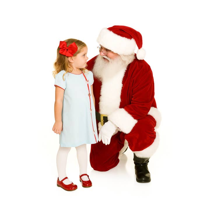 Mädchen Blaues "Weihnachtsmann" A-Linien-Kleid für den Großhandel von Marco and Lizzy