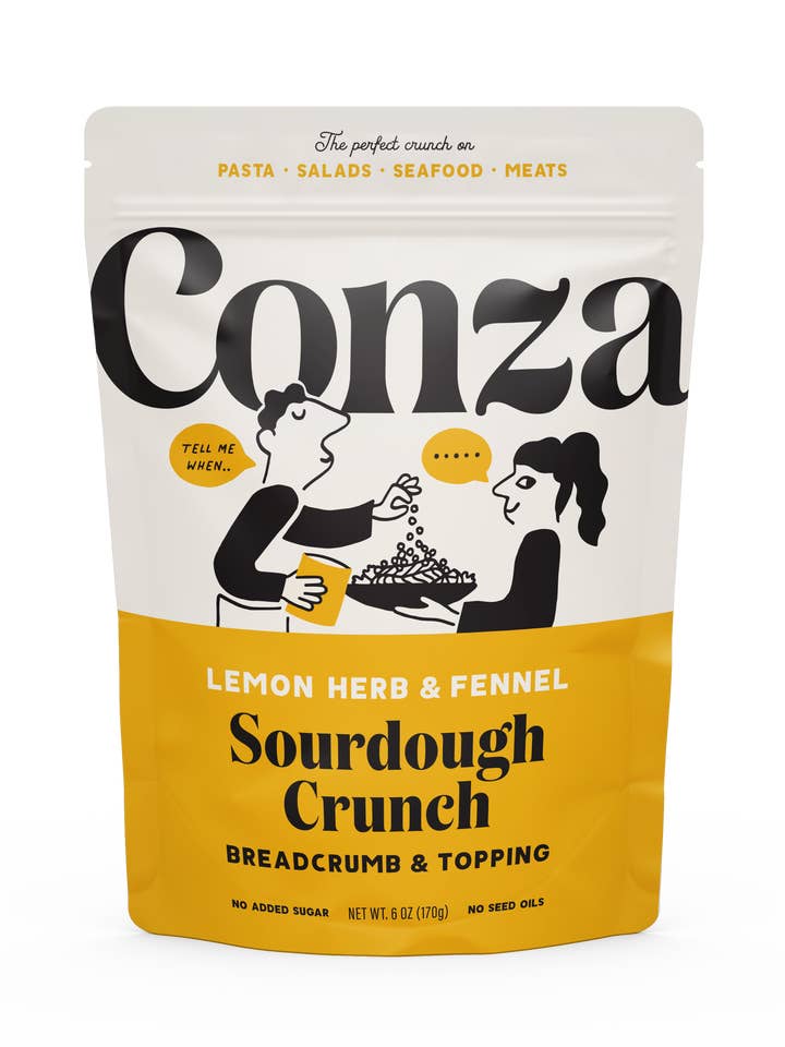 Herbe citronnée et fenouil - Chapelure croquante au levain - 6 oz pour la vente par Conza Sourdough Crunch Breadcrumbs