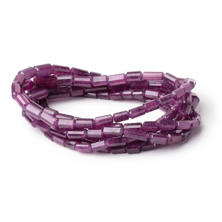 Beads of Cambay - Wholesale Beads - 5-11mm Ruby Faceted Tube Beads 16 inch 52 pieces AA