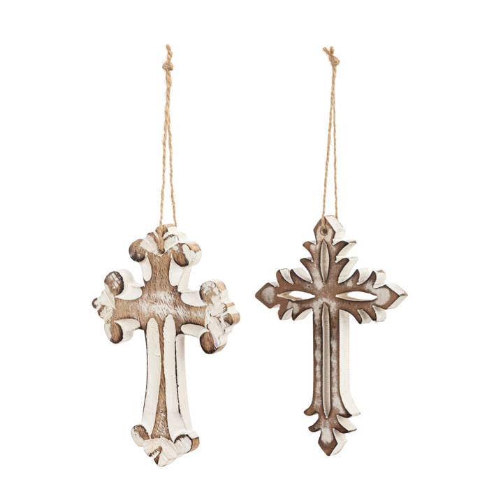 DEMDACO - Wholesale Ornament Set - Wood Cross Ornaments - 2 Assorted1
