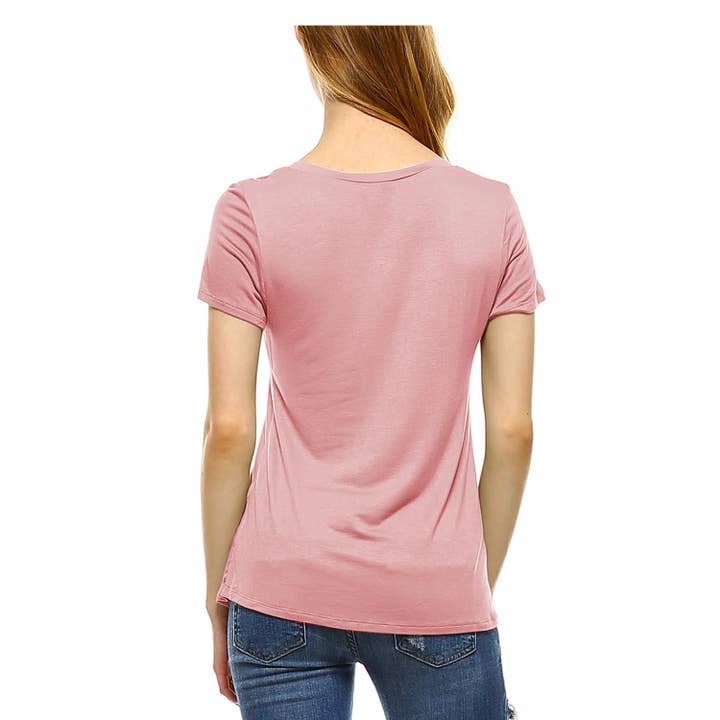 JHP Collection - Wholesale Shirt - Women's - WOMENS CASUAL SOLID V NECK SHORT SLEEVE T SHIRT12