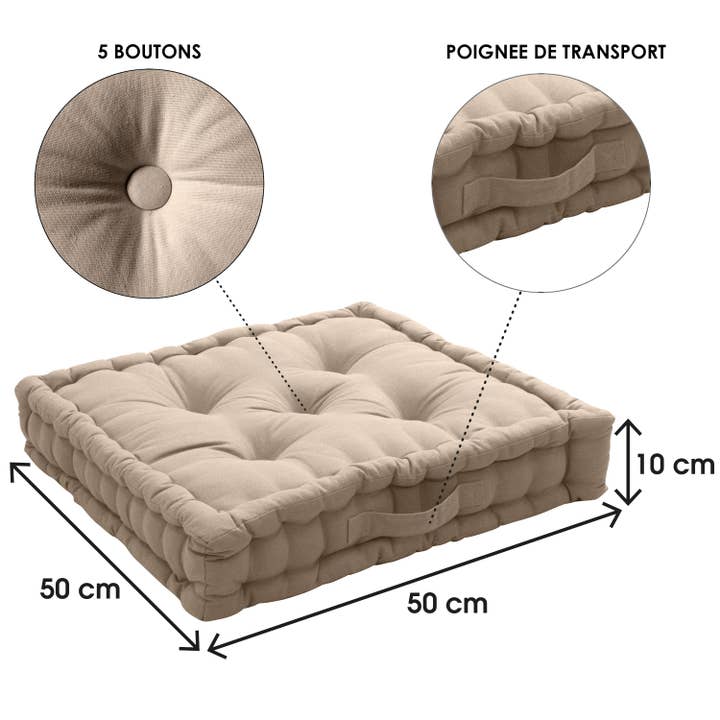 DECOSTARS - CmaDECO - Wholesale Floor Pillow - Floor cushion with handle, 50x50 cm, PANAMA Collection