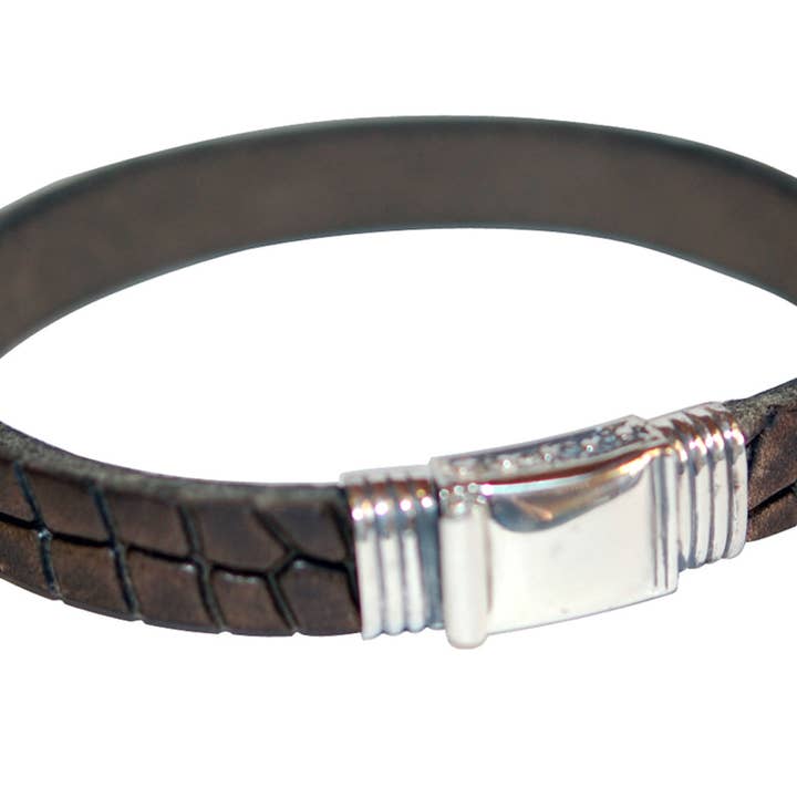 Bracelete de couro prata liso Boxlock Morning Star Laterais 10 por atacado de ElfCraft