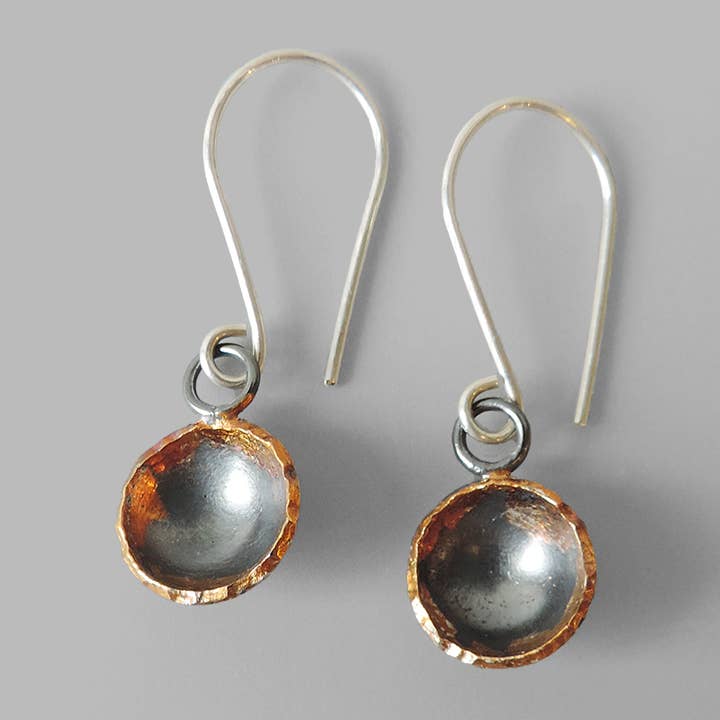 Handcrafted mixed metal oxidized Broken Top Earrings for wholesale by McKenzie Mendel Jewelry