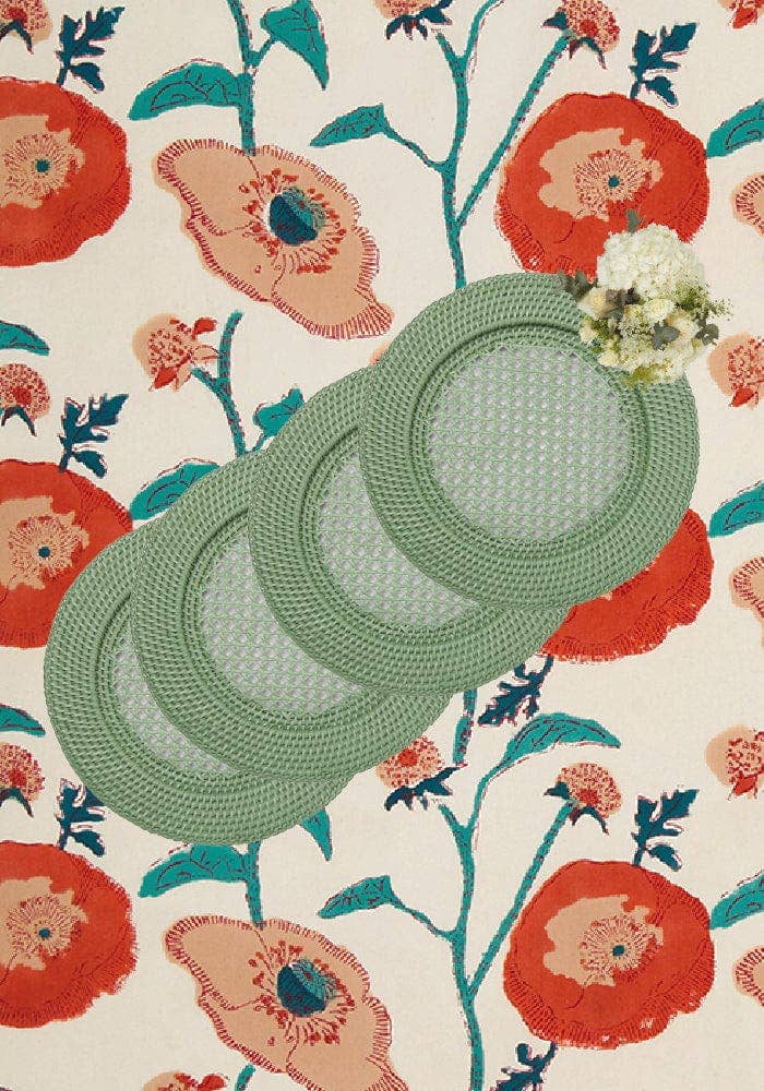 Madame Smart Ltd - Wholesale Charger Plate - Harbour Island Round Rattan Charger Green  - Set of 48