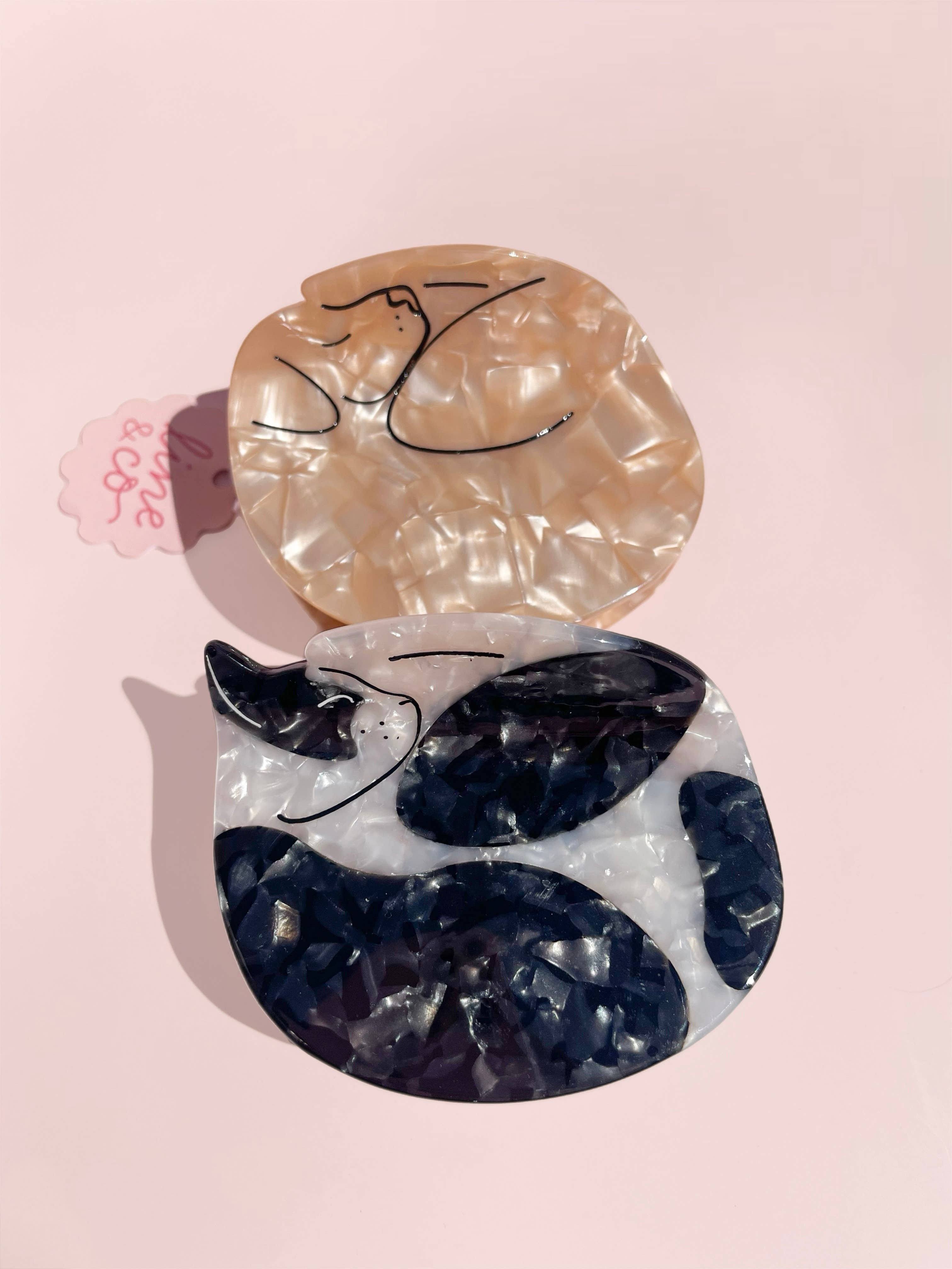 Line & Co - Vente Pince à cheveux – femme - Pince à cheveux en forme de griffe pour chien endormi blond // Acétate de cellulose3