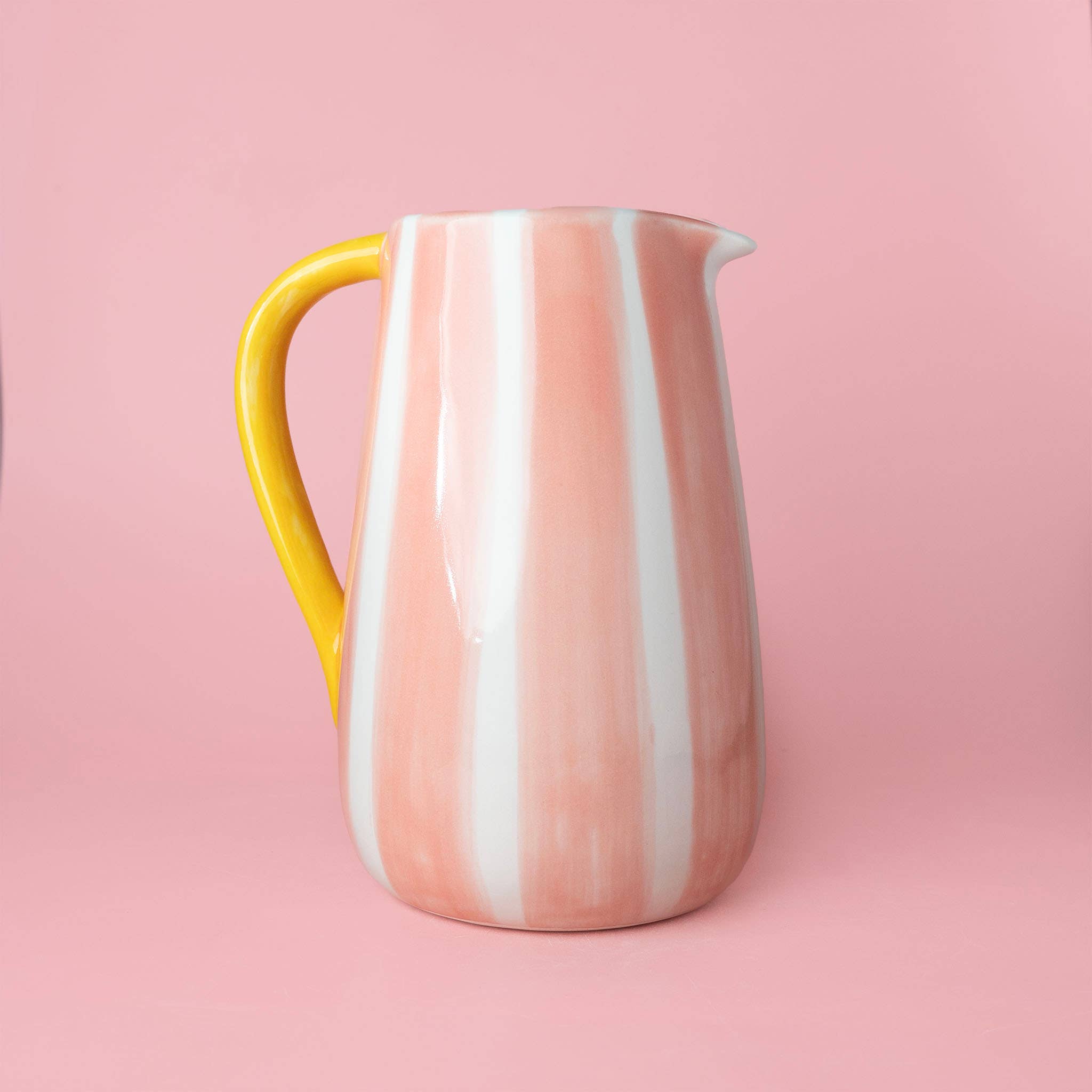 Alfar Tierra Cocida - Vendita all'ingrosso Caraffe - Brocca in ceramica con righe rosa e gialle 21 cm - VALENTINA1