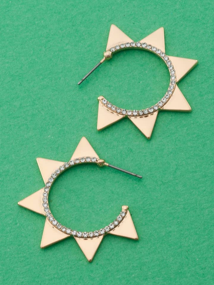 STARBURST RHINESTONE HOOP EARRINGS | 31E03187 for wholesale by JOSSLYN by wall to wall