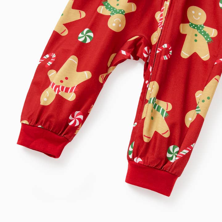 Red Christmas Family Gingerbread Man Onesies ( Flame Resistant ) for wholesale on Faire