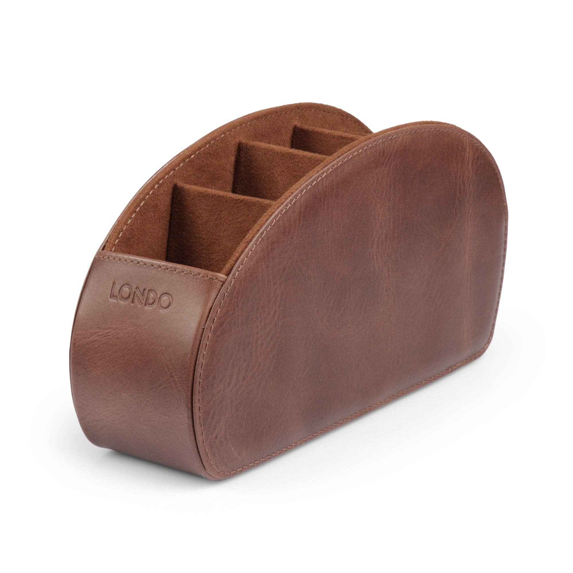 Londo - Wholesale Desk Organizer - Londo Remote Control Holder with 5 Pockets, Store DVD, Blu-Ray, TV, Roku or Apple TV Remotes, Italian Top Grain Leather with Suede Lining46