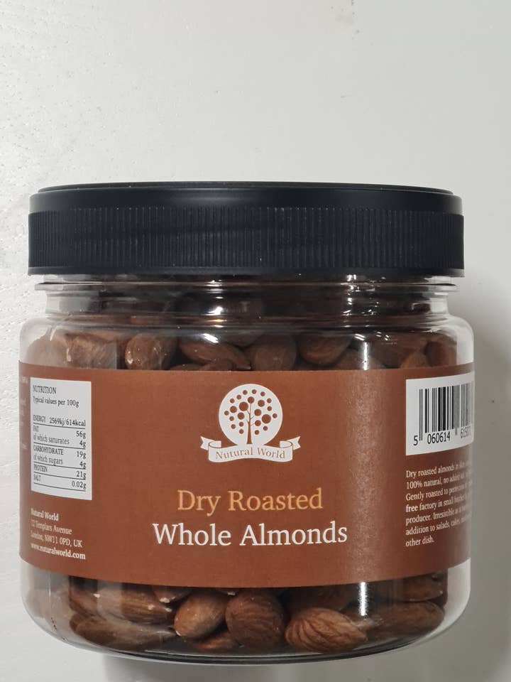 Nutural World - Dry Roasted Whole Almonds - Unsalted (500g) for wholesale by Nutural World