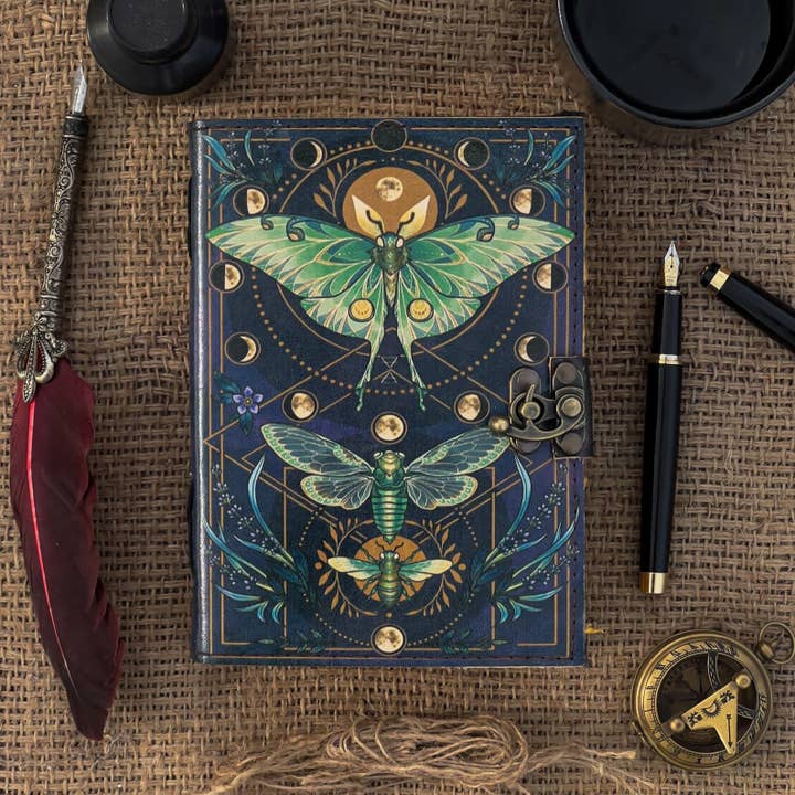R K Handicrafts and Exporters - Wholesale Journal/Diary - Leather Journal Blank Vintage Notebook with Butterfly Print