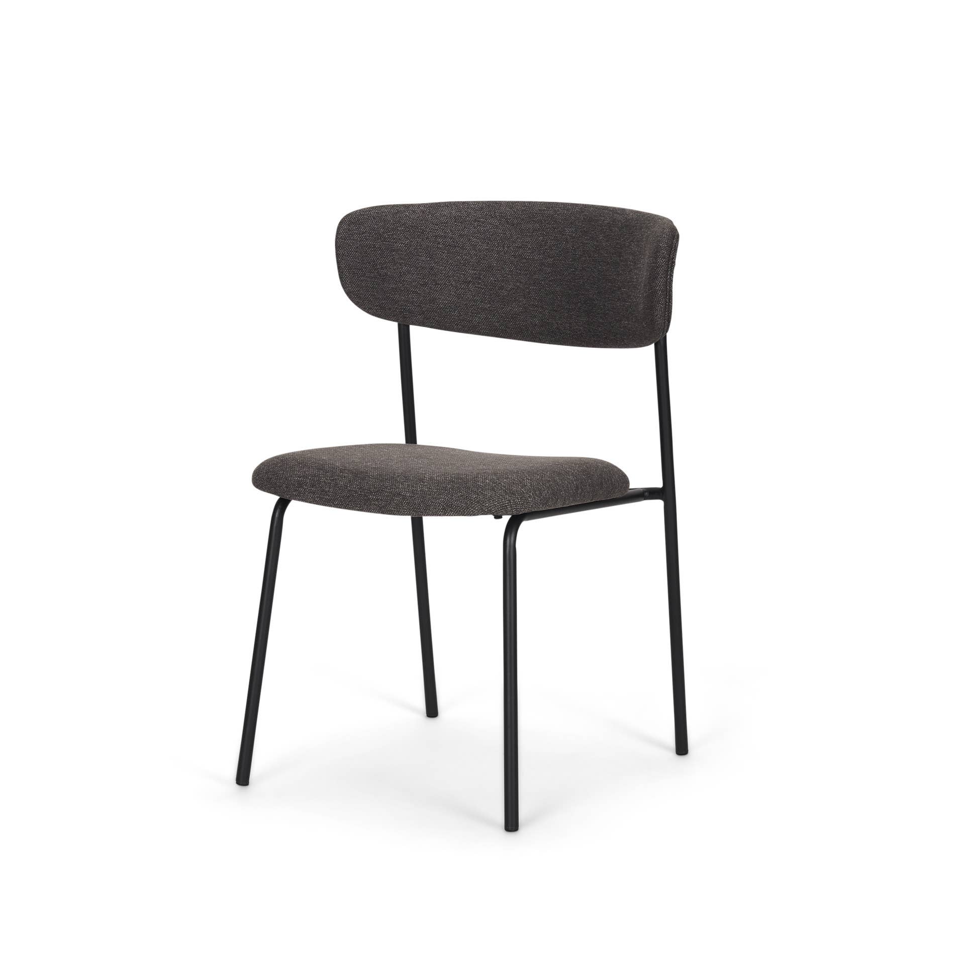 HomeRoots - Wholesale Chair - Gray and Black Upholstered Fabric And Metal Open Back Dining Side Chair