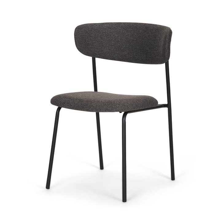 HomeRoots - Wholesale Chair - Gray and Black Upholstered Fabric And Metal Open Back Dining Side Chair0