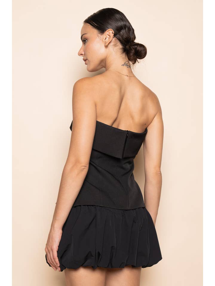 Black MODERN DRESSY STRAPLESS FITTED SIDE SLIT TOP-TI6580FO for wholesale on Faire3