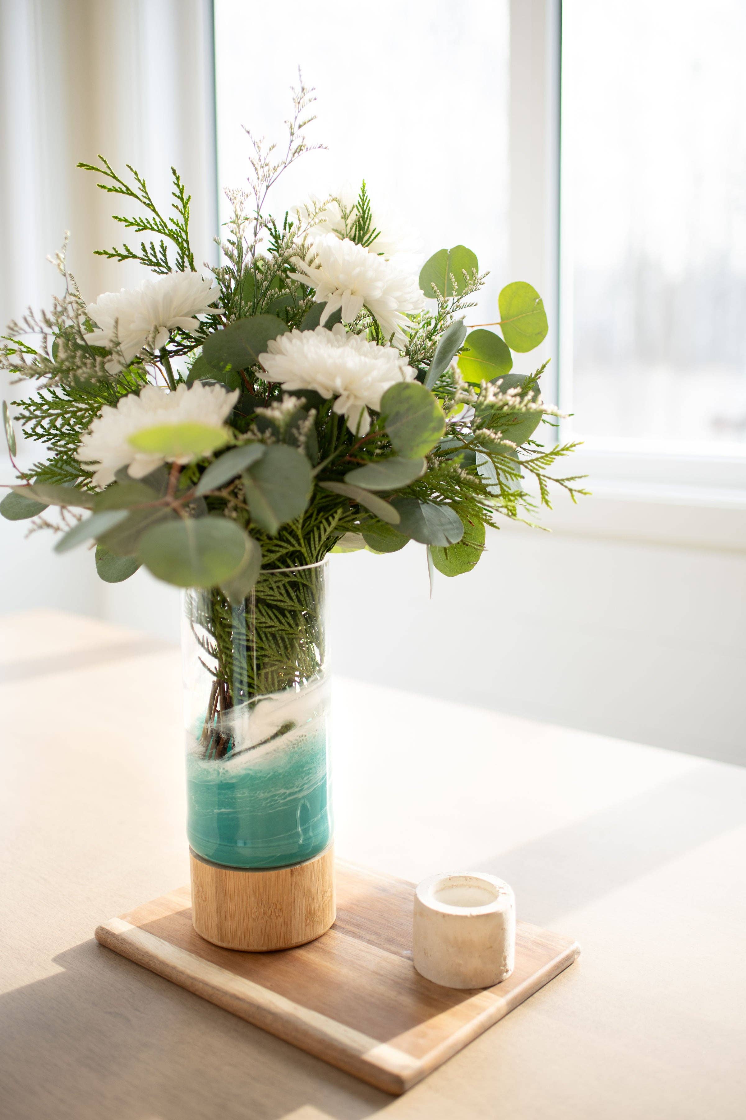 Lynn & Liana Designs - Wholesale Vase - NEW!!! Resin Accented Vase with Bamboo Base (NO TARIFFS)22