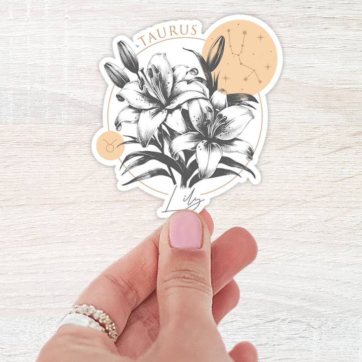 Taurus Birth Flower Sticker for wholesale by The Daydreamer Designz