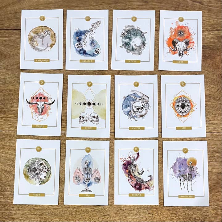 Zodiac Classic Postcard Set for wholesale by Heather Gerni Art & Design