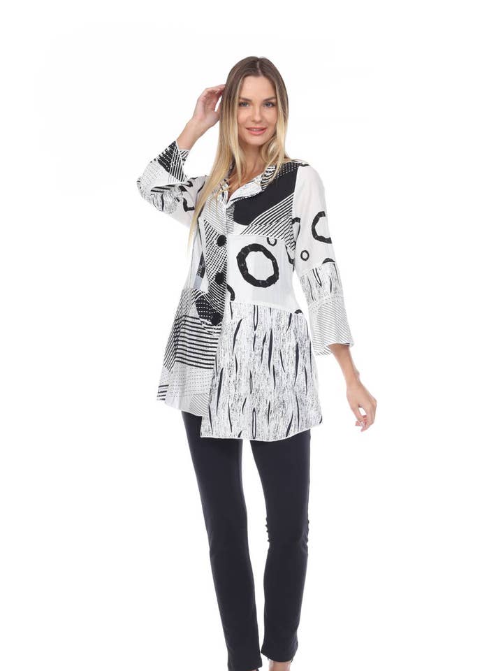 Casaco branco preto de malha de senhora (KE63) por atacado de Kamana