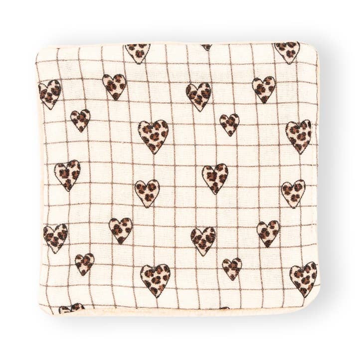 Lingette gaze coton éponge carreau coeur graou x4 pour la vente par Millinoon