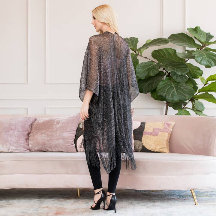 MYS Wholesale Inc - Wholesale Kimono - Women's - Elegant Metallic Colored Tassel Beach Kimono4