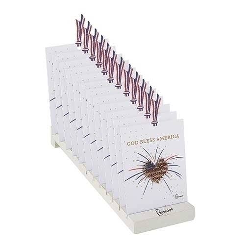 Roman - Wholesale Brooch - USA Flag Heart Pins 24-piece Set with Display0