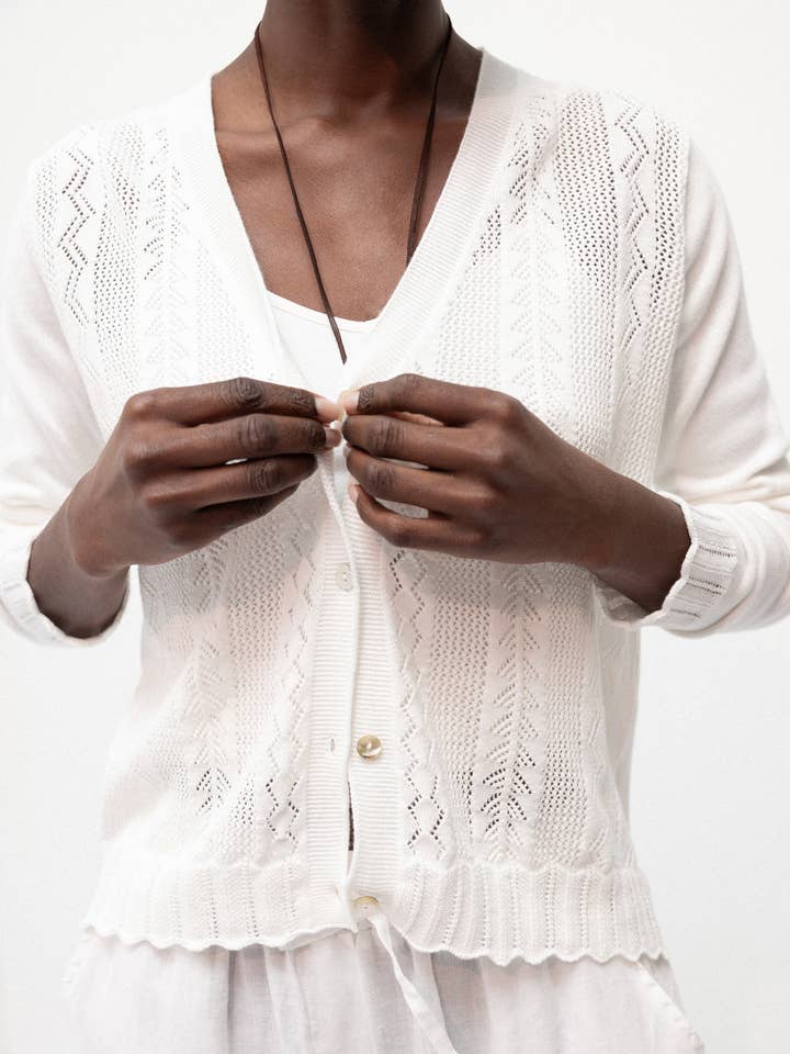 Pointelle-stickad kofta (431982-10) för wholesale av Lanidor