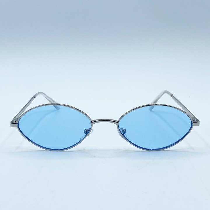 AFA COLLECTIVE - Wholesale Sunglasses - Women's - Metal Oval Frame Sunglasses with Blue Lenses0