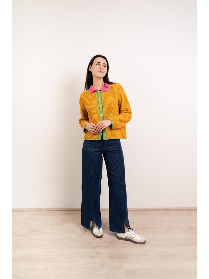 MindTraveler - Wholesale Cardigan - Women's - Tina Mustard Cotton Cardigan2