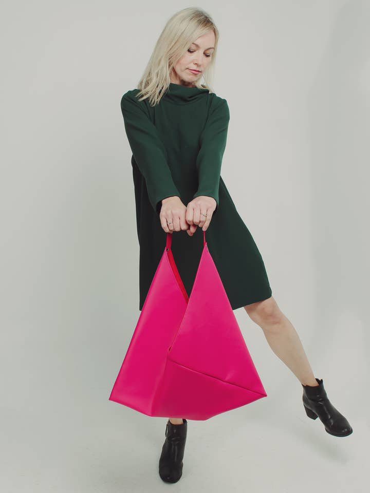 Pink Vegan Leather Origami Bag for wholesale by Kaleidoscope by Amy Lou
