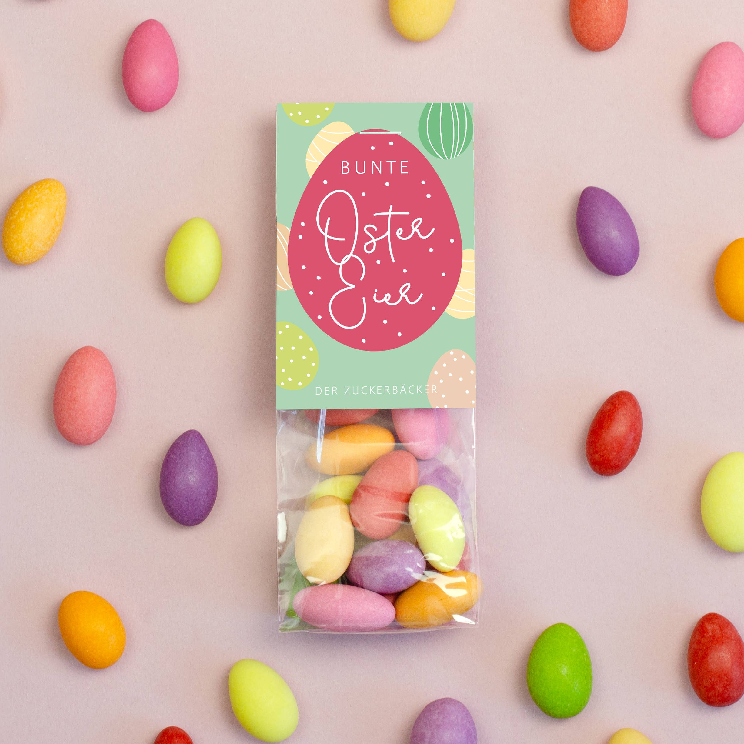 Der Zuckerbäcker - Wholesale Chocolate-covered sweets - Sweet bag Colourful Easter eggs almonds with fruit flavor3