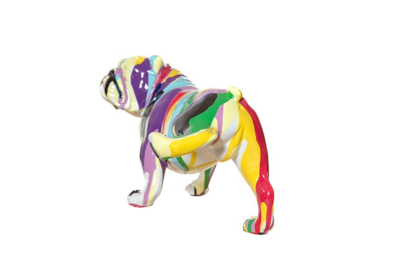 Interior Illusions Plus - Wholesale Sculpture - Painted Graffiti Bull Dog with Leg Up Sculpture - 10" long1