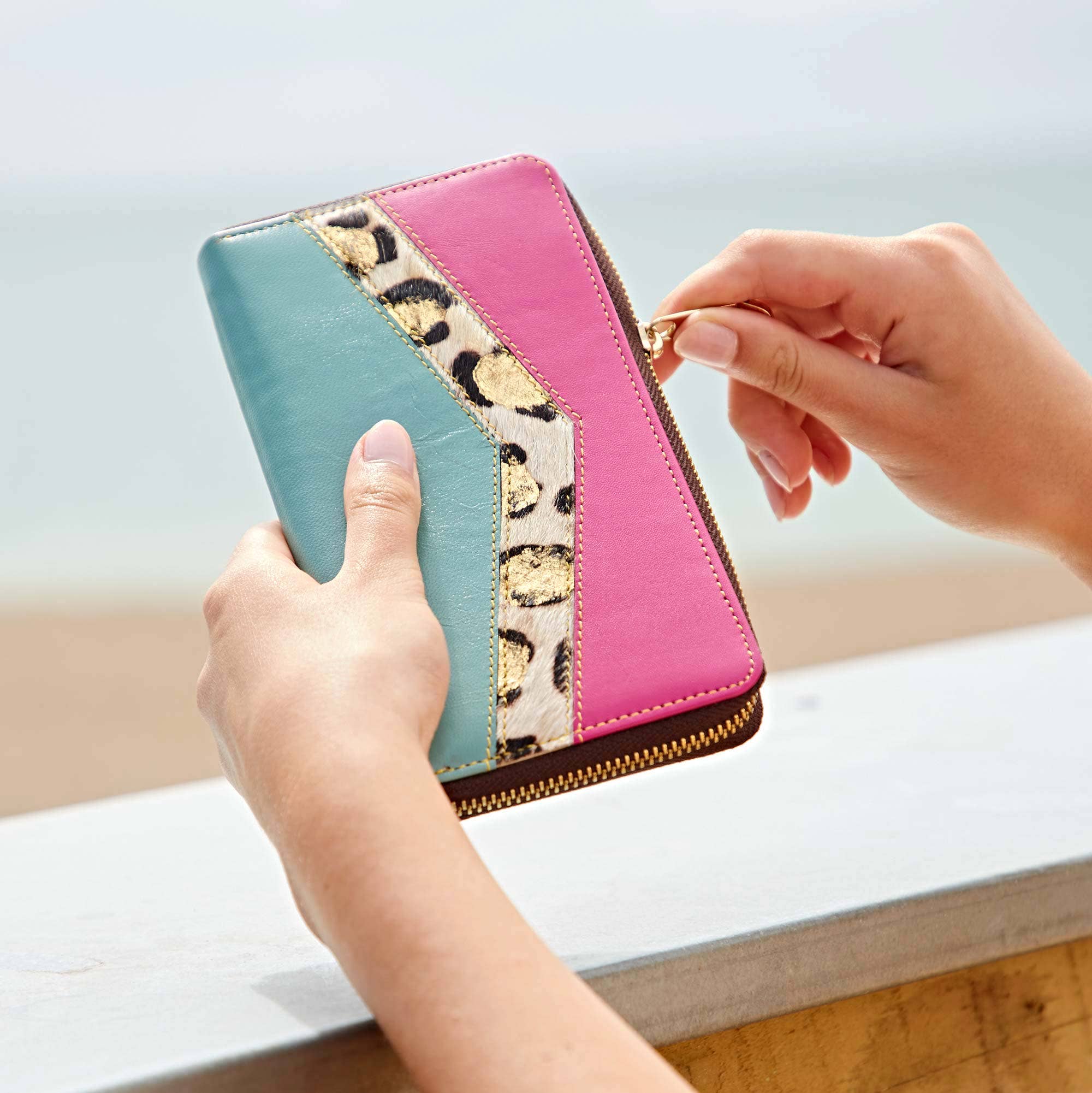 The Paper High Gift Company Limited – wholesale Wallet – Women's – Recycled Multicoloured Leather Clutch Purse - Handmade2