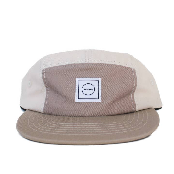 Cotton Five-Panel Hat in Sand for wholesale by RAD RIVER CO.