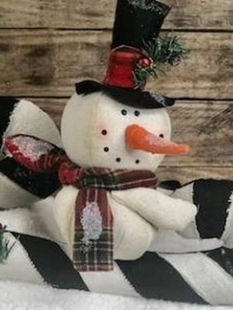 Black Hat Snowman On Candycane for wholesale by DNS Designs